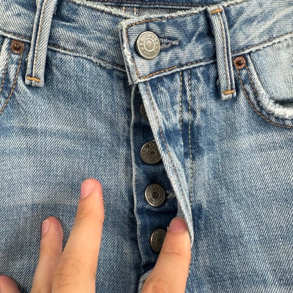 GRLFRND Revolve Kiara Tripped Up Ankle distress knee Cut blue Jeans size 28 - Picture 11 of 16